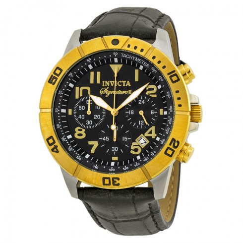 Invicta Signature II Chronograph Black Dial Black Leather Men's Watch 7284 watches