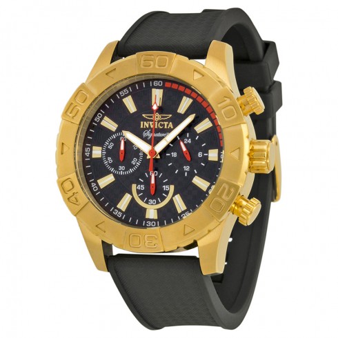 Invicta Signature II Chronograph Black Dial Black Polyurethane Men's Watch 7493 watches