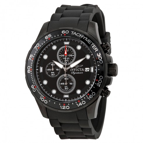Invicta Signature II Chronograph Black Ion-plated Black Rubber Strap Men's Watch 7375 watches