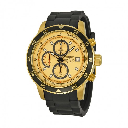 Invicta Signature II Chronograph Gold-tone Dial Black Rubber Men's Watch 7398 watches