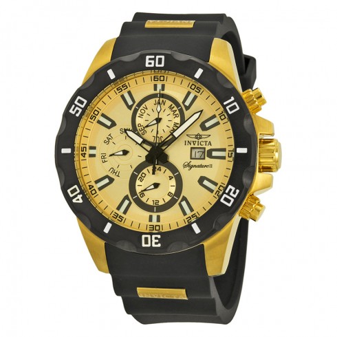 Invicta Signature II Chronograph Gold-tone Dial GMT Stainless Steel Men's Watch 7481 watches