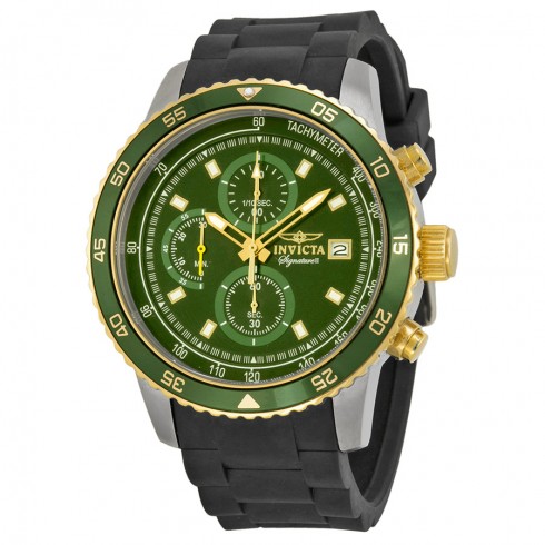 Invicta Signature II Chronograph Green Dial Black Rubber Men's Watch 7397 watches