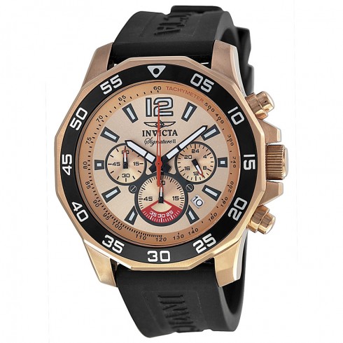 Invicta Signature II Chronograph Nautical Rose Gold-tone Dial Black Rubber Men's Watch 7432 watches