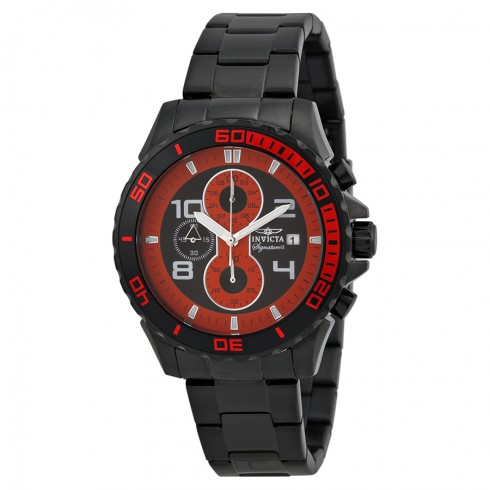 Invicta Signature II Chronograph Red & Black Dial Black Ion-plated Men's Watch 7393 watches