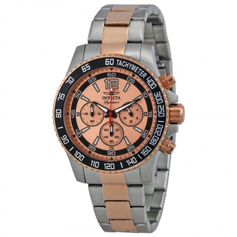 Invicta Signature II Chronograph Rose Gold-tone Dial Two-Tone Stainless Steel Men's Watch 7409 watches