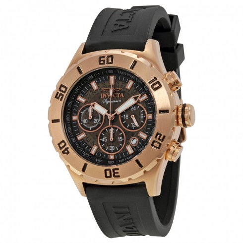 Invicta Signature II Chronograph Rose Gold-tone Black Rubber Strap Men's Watch 7380 watches