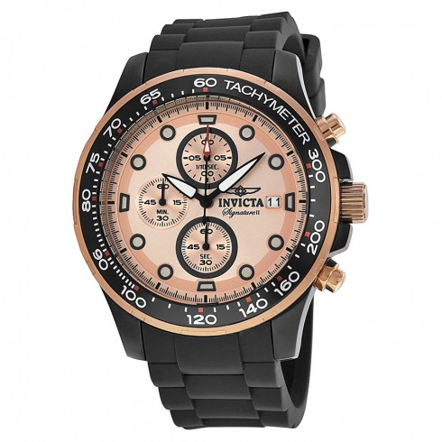 Invicta Signature II Chronograph Rose Gold-tone Dial Black Rubber Strap Men's Watch 7374 watches