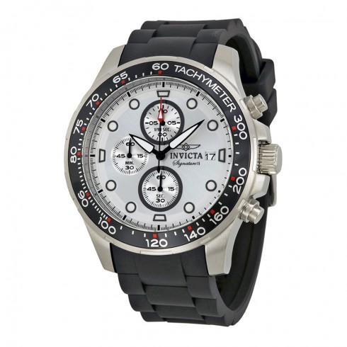 Invicta Signature II Chronograph Silver Dial Black Rubber Strap Men's Watch 7370 watches