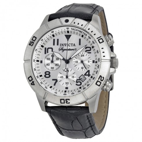 Invicta Signature II Chronograph Silver-tone Dial Black Leather Men's Watch 7283 watches