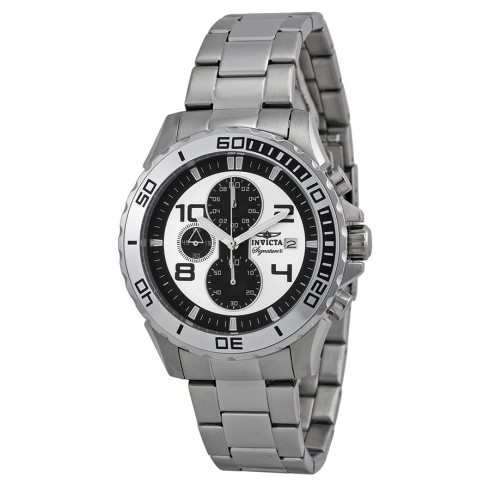 Invicta Signature II Chronograph Silver-tone and Black Dial Stainless Steel Men's Watch 7388 watches