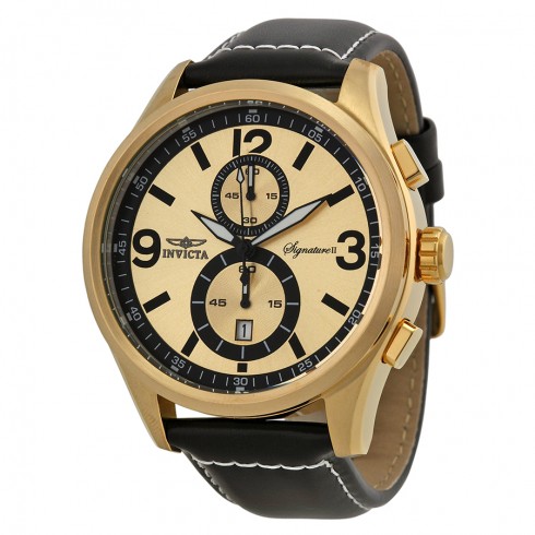 Invicta Signature II Elegant Gold-tone Dial Chronograph Leather Men's Watch 7417 watches