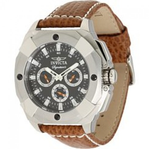 Invicta Signature II Multi-function Black Dial Brown Leather Men's Watch 7289 watches