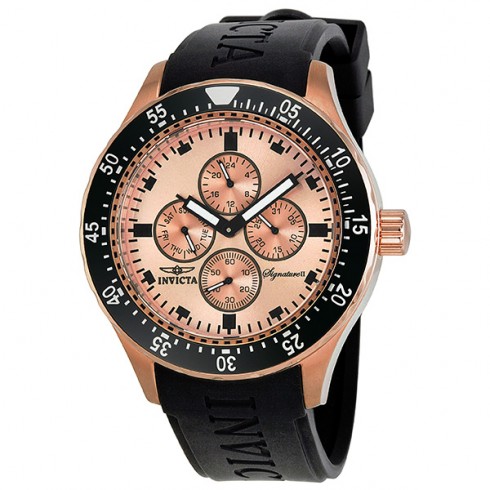 Invicta Signature II Rose Gold-tone Dial Stainless Steel Black Rubber Men's Watch 7403 watches