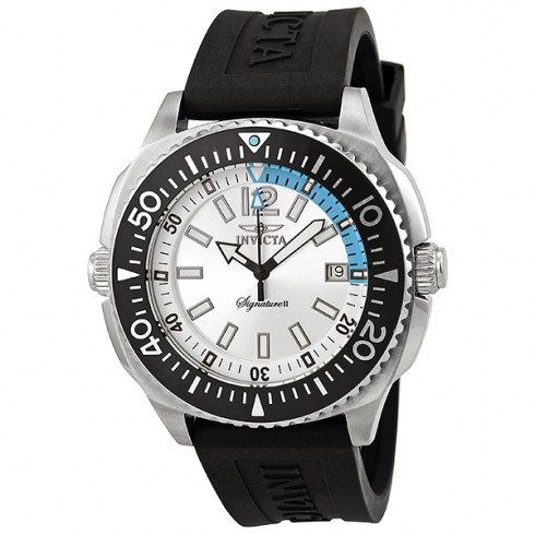Invicta Signature II Silver Dial Stainless Steel Black Rubber Men's Watch 7354 watches