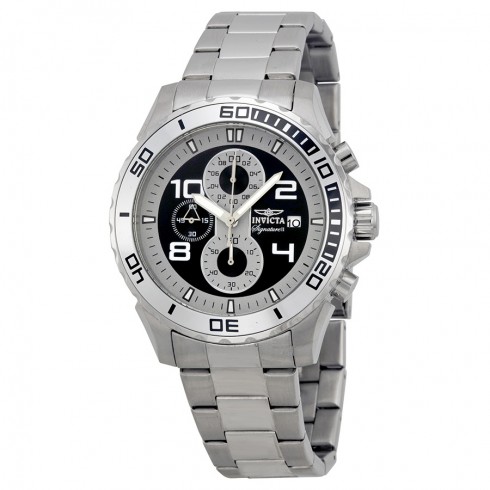 Invicta Signature II Silver-tone and Black Dial Stainless Steel Men's Watch 7390 watches
