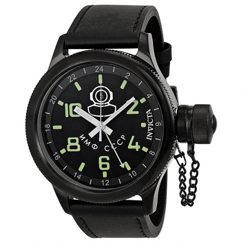 Invicta Signature Russian Diver Black Dial Black Leather Men's Watch 7183 watches