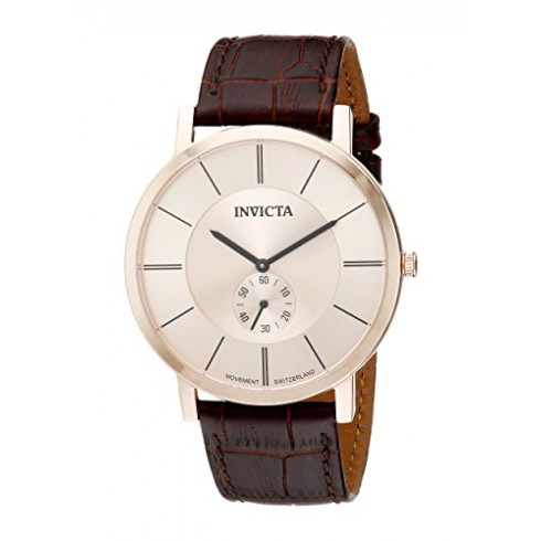 Invicta Slim Rose Dial Brown Leather Men's Watch 19542 watches