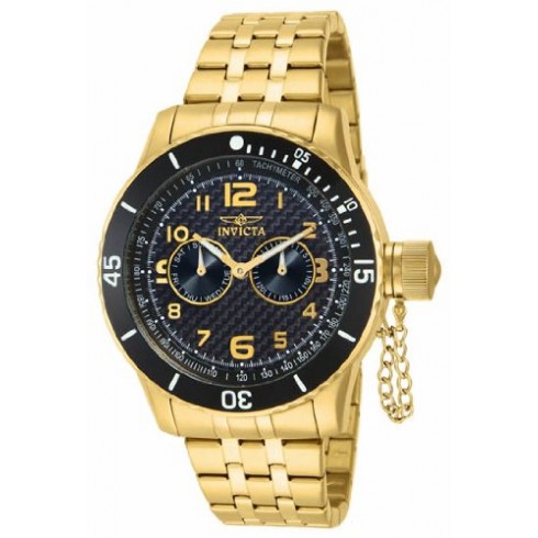 Invicta Specialty Black Carbon Fiber Dial 18k Gold Ion-plated Men's Watch 14888 watches