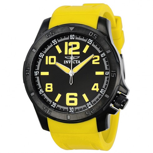 Invicta Specialty Black Dial Black IP Stainless Steel Yellow Rubber Men's Watch 1907 watches