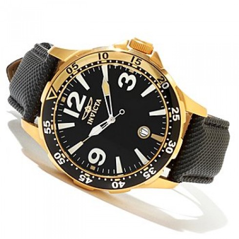 Invicta Specialty Black Dial Gold-Tone Stainless Steel Men's Watch 12123 watches
