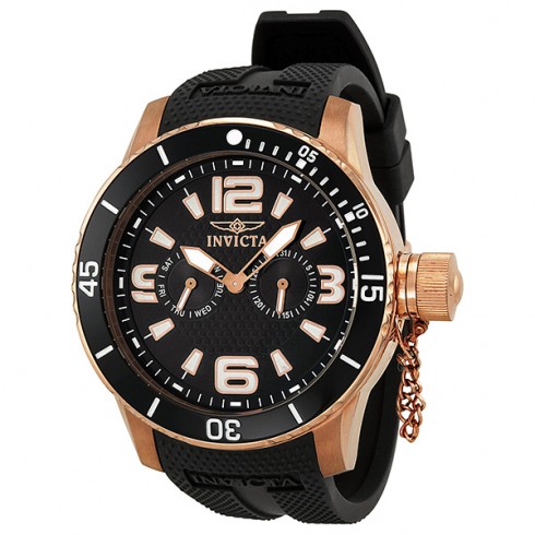Invicta Specialty Black Dial Rose Gold-Tone Stainless Steel Black Rubber Men's Watch 1793 watches
