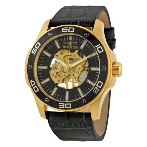 Invicta Specialty Black Skeletal Dial Grey Leather Men's Watch 17261 watches