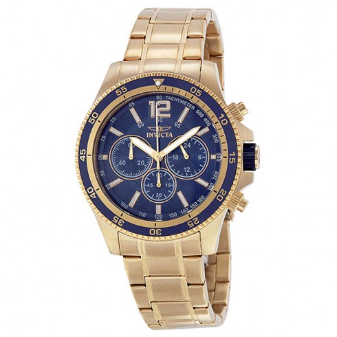 Invicta Specialty Blue Dial Chronograph Gold Tone Stainless Steel Men's Watch 13978 watches
