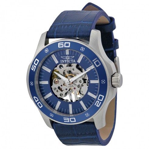 Invicta Specialty Blue Skeletal Dial Blue Leather Men's Watch 17259 watches