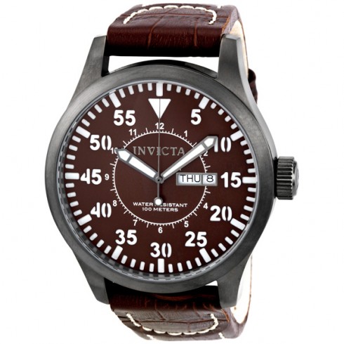 Invicta Specialty Brown Dial Brown Genuine Calf Leather Men's Watch 11201 watches