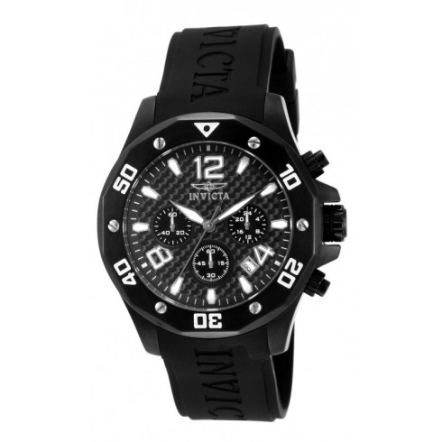 Invicta Specialty Chronograh Black Carbon Fiber Dial Black Polyurethane Men's Watch 14890 watches