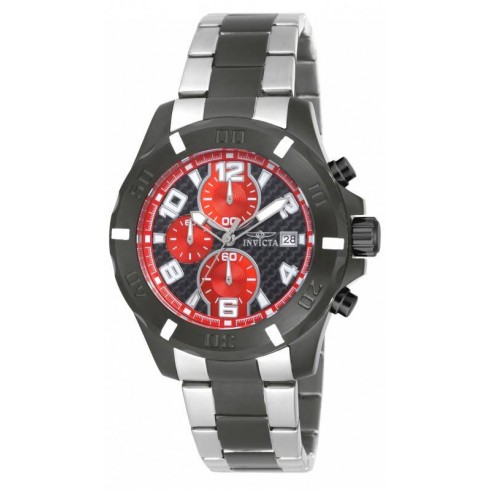 Invicta Specialty Chronograph Black and Red Carnon Fiber Dial Two-tone Men's Watch 18050 watches