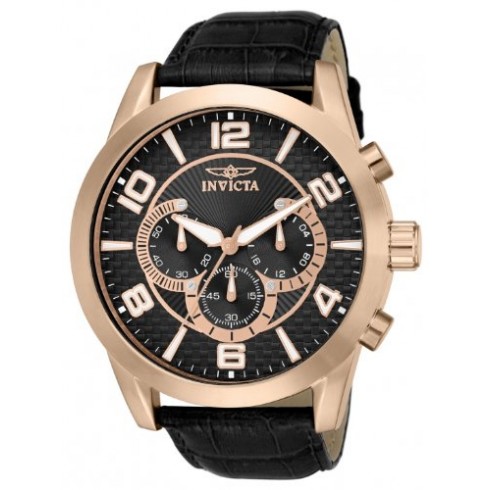 Invicta Specialty Chronograph Black Dial Black Leather Strap Men's Watch 13639 watches
