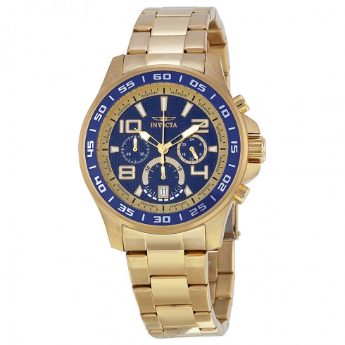 Replica Invicta Specialty Chronograph Blue Dial Yellow Gold Ion-plated Men's Watch 14391 Watch