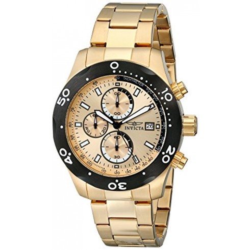 Invicta Specialty Chronograph Gold Dial 18kt Gold Ion-plated Watch 17754 watches