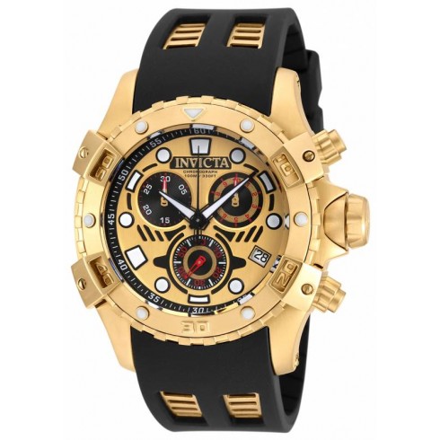 Invicta Specialty Chronograph Gold Dial Black Polyurethane Gold-plated Men's Watch 18859 watches