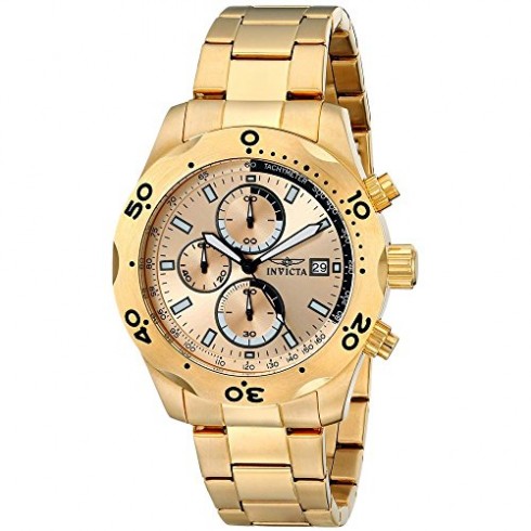 Invicta Specialty Chronograph Gold Dial Gold-plated Stainless Steel Men's Watch watches