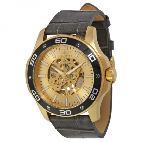 Invicta Specialty Gold Skeletal Dial Grey Leather Men's Watch 17262 watches