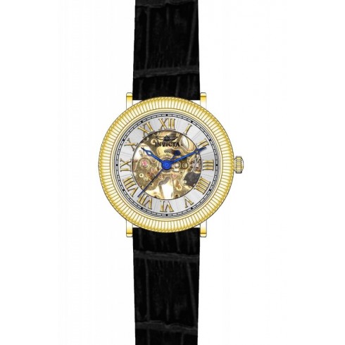 Invicta Specialty Mechanical Silver Skeletal Dial Black Leather Men's Watch 17244 watches