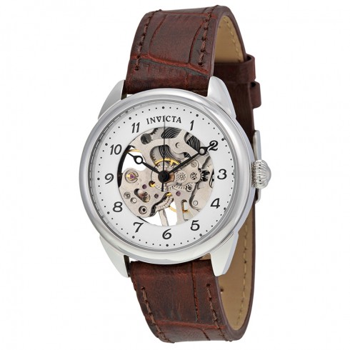 Invicta Specialty Mechanical White Skeleton Dial Brown Leather Unisex Watch 17198 watches