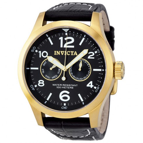 Invicta Specialty Military Black Dial Black Leather Men's Watch 10491 watches