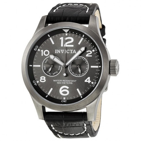 Invicta Specialty Military Grey Dial Black Leather Men's Watch 10492 watches