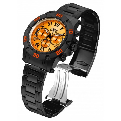 Invicta Specialty Orange Dial Black Tone Men's Stainless Steel Watch 19705 watches