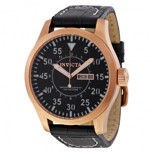 Invicta Specialty Outdoor Black Dial Black Calf Skin Leather Men's Watch 11195 watches