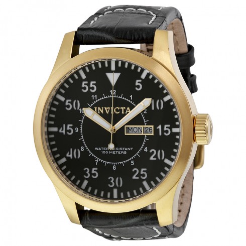 Invicta Specialty Outdoor Black Dial Grey Grey Leather Men's Watch 11194 watches