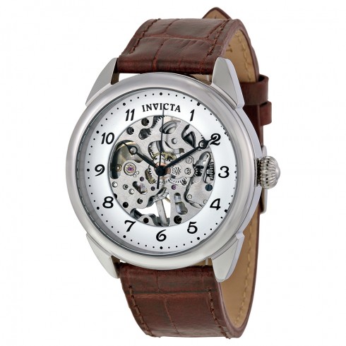 Invicta Specialty Silver Skeleton Dial Brown Leather Men's Watch 17187 watches