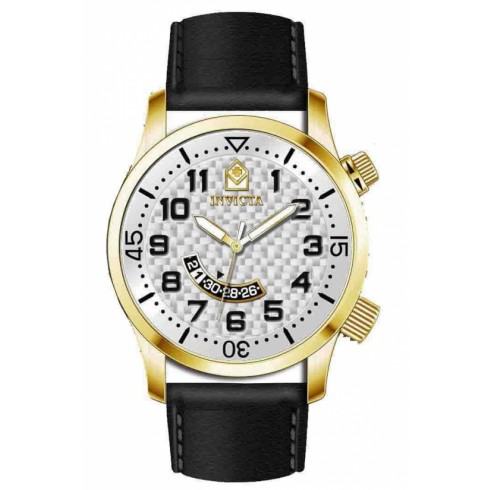 Invicta Specialty White Dial Gold-tone PVD Black Leather Strap Men's Watch 13837 watches