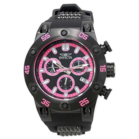 Invicta Speedway Chronograph Black and Pink Dial Black Polyurethane Men's Watch watches