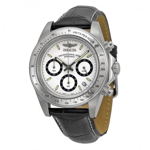 Invicta Speedway Chronograph White Dial Black Leather Men's Watch 7031 watches