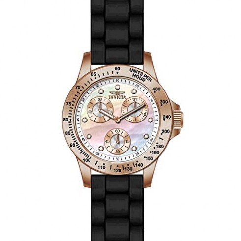 Invicta Speedway Multi-Function Mother of Pearl Dial Black Silicone Ladies Watch 21986 watches