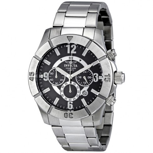 Replica Invicta Stainless Steel Black Dial Chronograph Men's Watch 1420 Watch